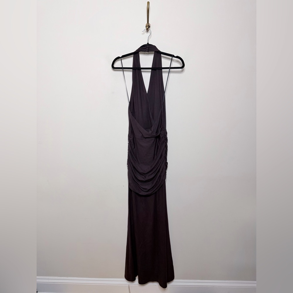 Reformation Arden Knit Dress Halter Black Currant Brown - Picture 8 of 9